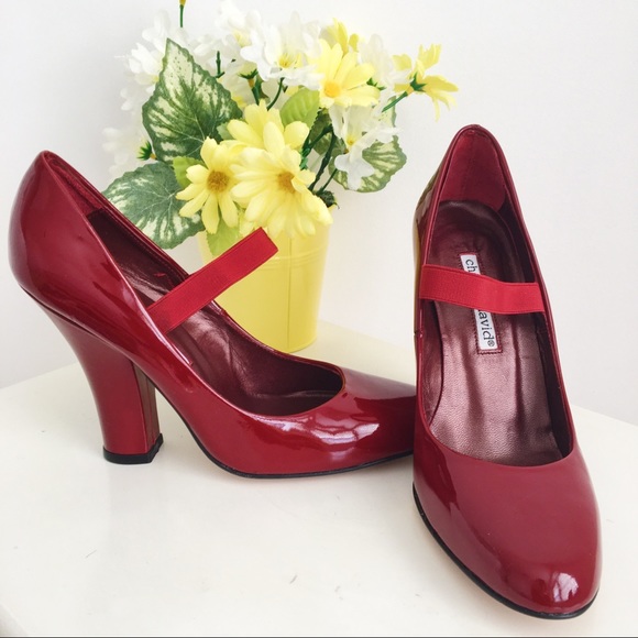 Charles David Red Leather Heels size 6.5 - Picture 2 of 5